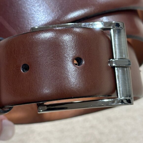 Trafalgar Cameron Leather Dress Belt Mahogany Brown Burnished Size 44 #1101TFR8 - Picture 10 of 15